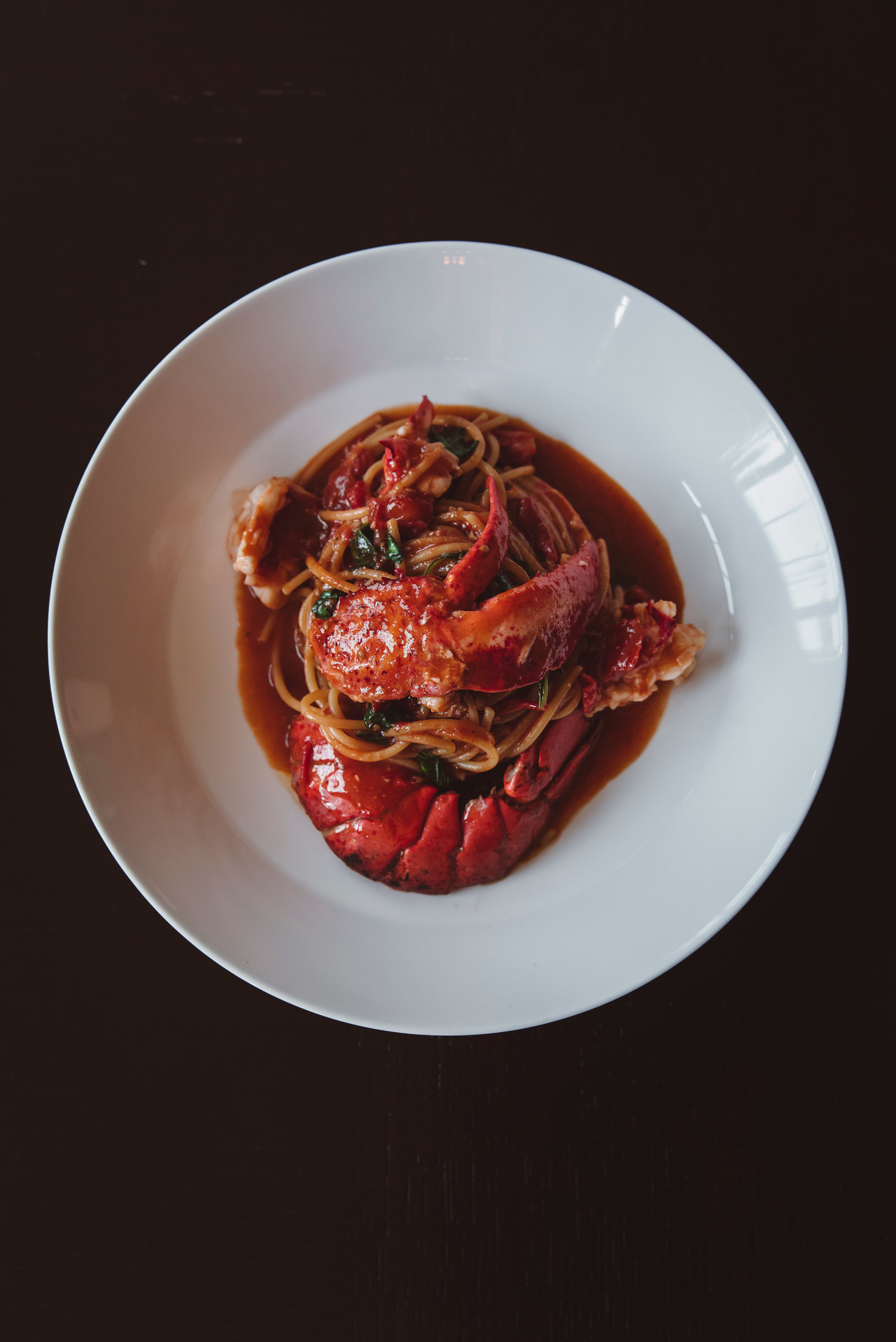 lobster linguine in a red sauce